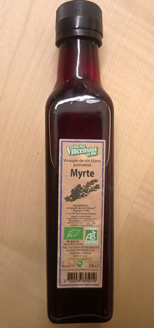 Corsican vinegar flavored with myrtle (10%), 0,25 l